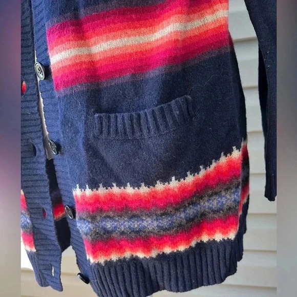 Gap Wool Blend Cardigan Sweater Women’s Long Sleeve Button Down Blue Aztec Sz M - Picture 5 of 13